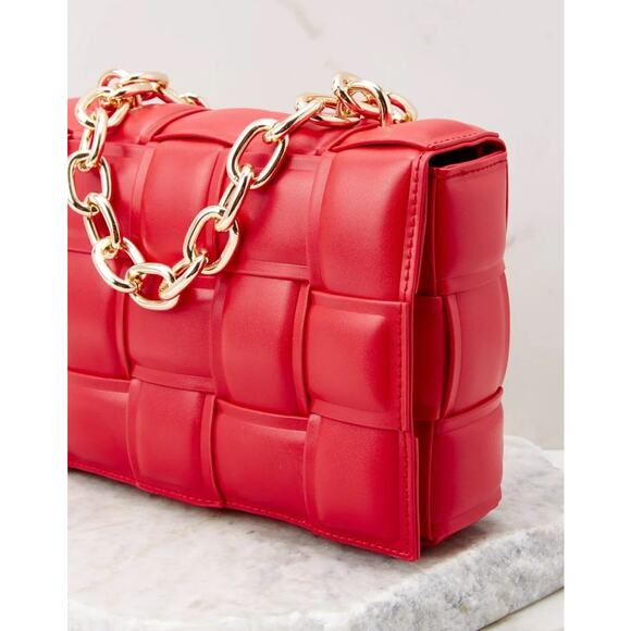 Glamorous Fancy Women Quilt MY ONE AND ONLY RED CHAIN BAG - Picture 6 of 14